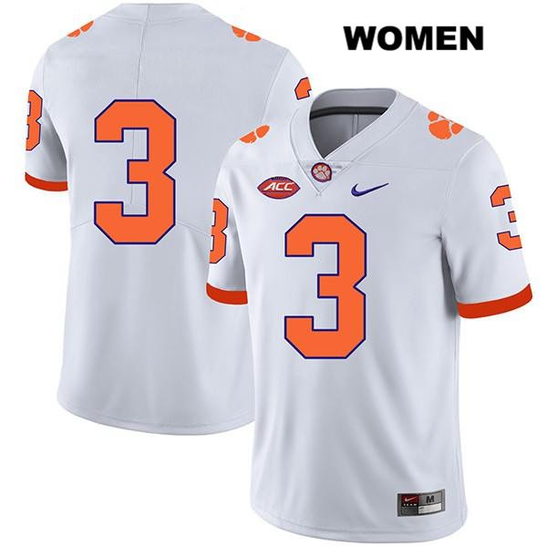 Women's Clemson Tigers #3 Xavier Thomas Stitched White Legend Authentic Nike No Name NCAA College Football Jersey EGX4146DE